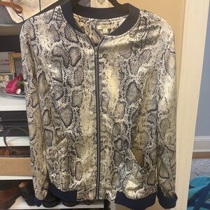 Kori Snake Print Bomber Jacket - Black and Cream